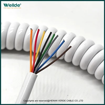 8-aderige witte spiraalkabel van 1 mm